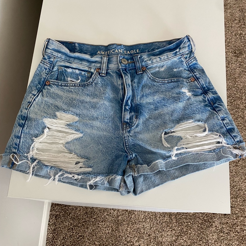 American Eagle high waisted ripped denim shorts